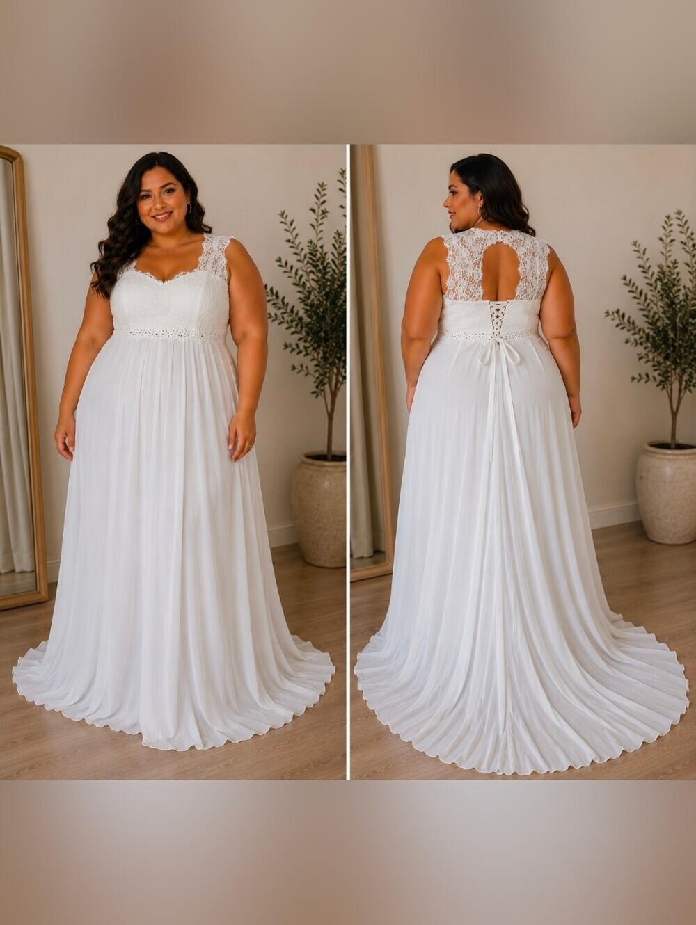 Romantic Lace Bodice A-Line Wedding Dress in White